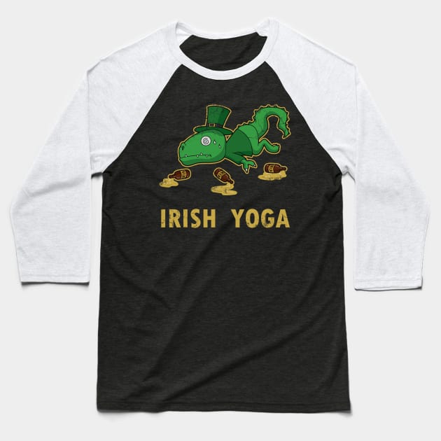 Irish Yoga T Rex St Patricks Day Baseball T-Shirt by E